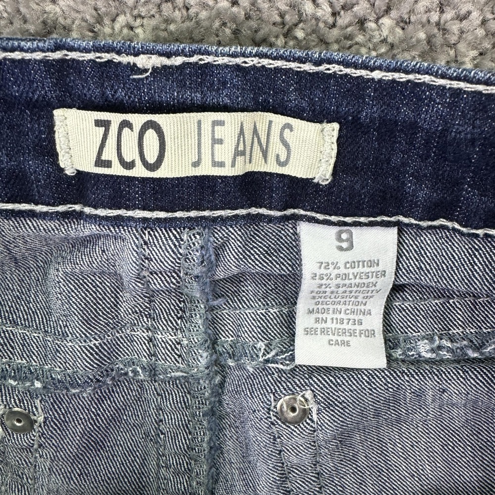ZCO Jeans Shorts Womens 9 Blue Denim Cuffed Rhinestone Studded Pockets Casual - Picture 6 of 6
